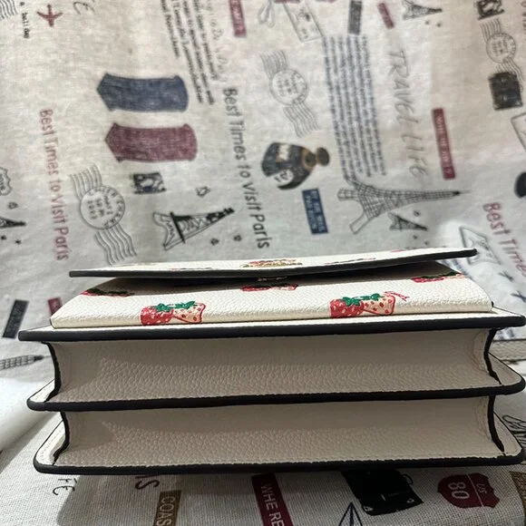 Coach Strawberry Print White Flap Shoulder Bag - Picture 9 of 9